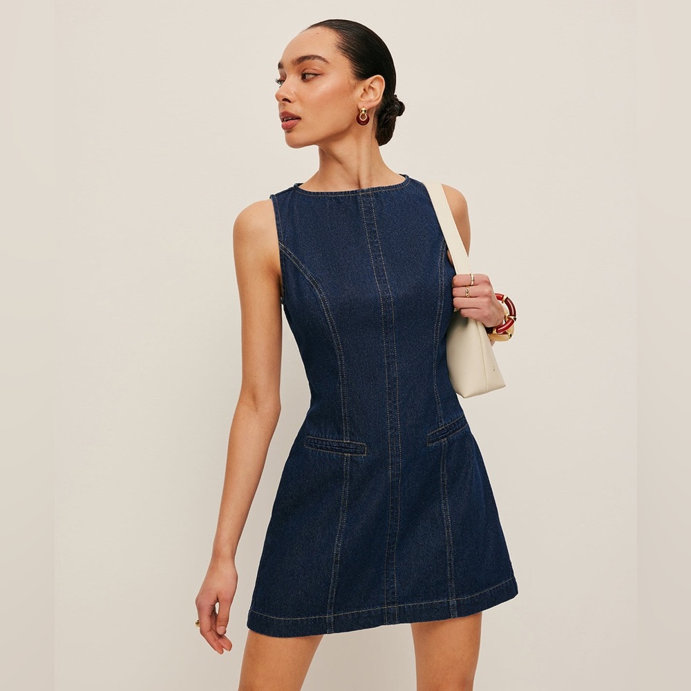 Elegant Denim Sleeveless Dress